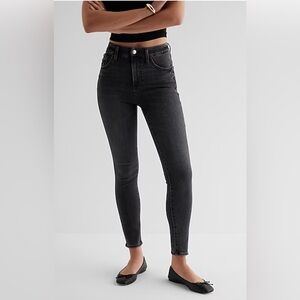 Express High Waisted Washed Black FlexX Skinny Jeans Size L